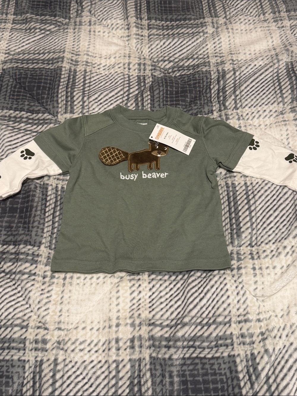 NWT Gymboree Busy Beaver Green Long Sleeve Tee for Baby